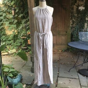 Mimi Chica White & Beige linen jumpsuit Sz M